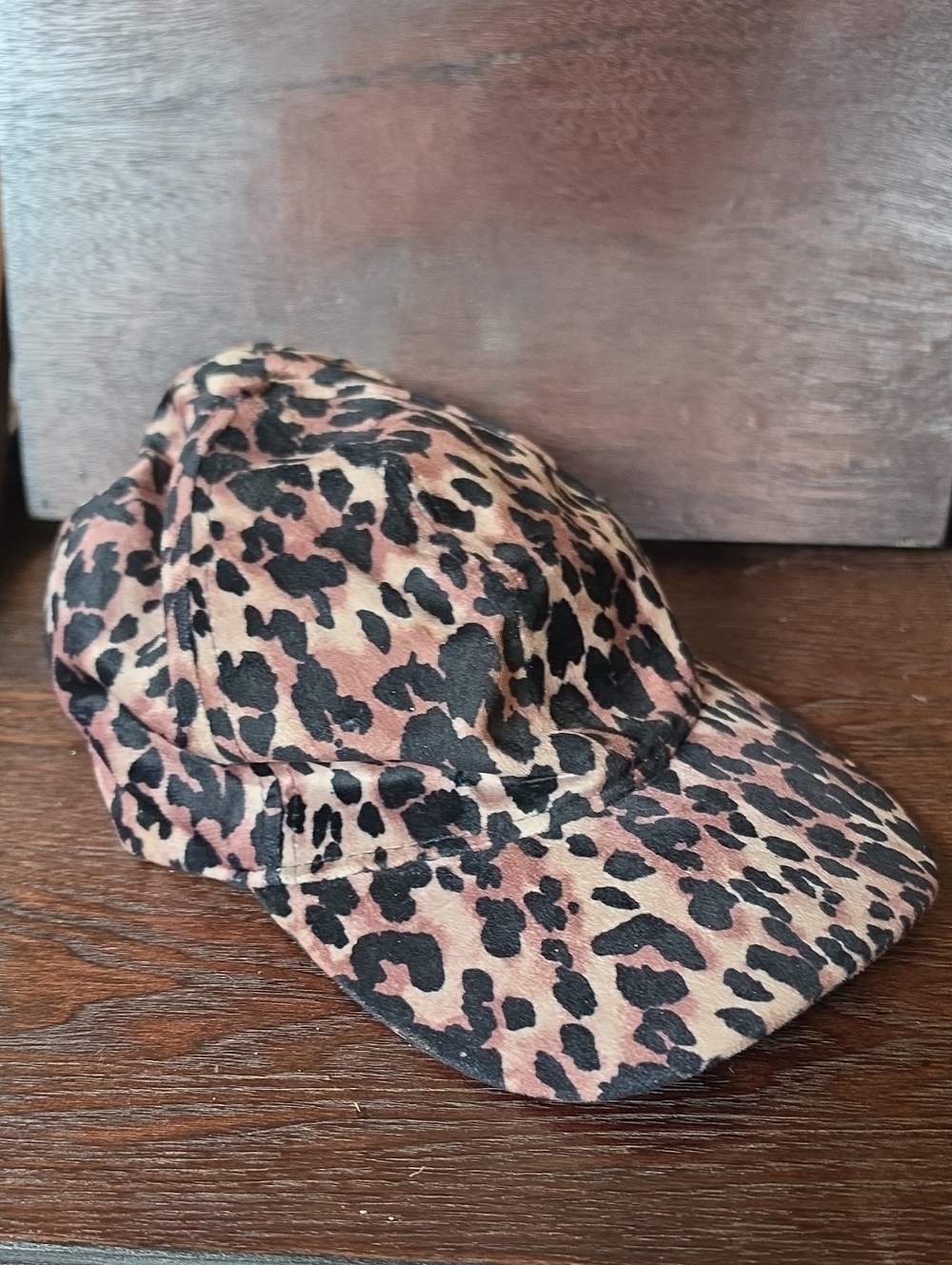 Kids Leopard Print Baseball Cap - Pink/Brown